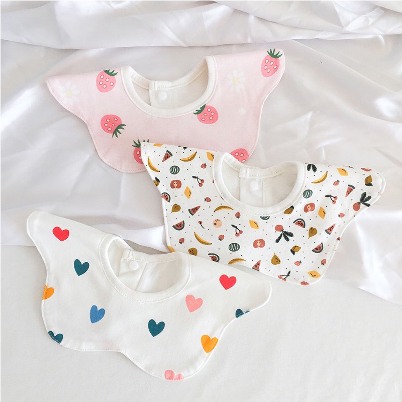 Yếm tròn xoay 360 độ chống thấm cho bé/ yếm dãi giữ ấm cổ 100% cotton mềm mại an toàn nhiều mẫu họa tiết xinh xắn