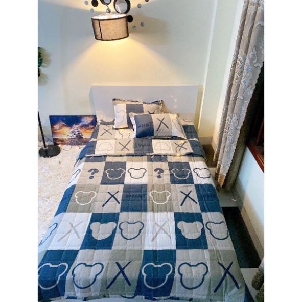 Bộ chăn hè trần bông ga gối 5 món poly cotton cao cấp mẫu mới ( được chọn màu)