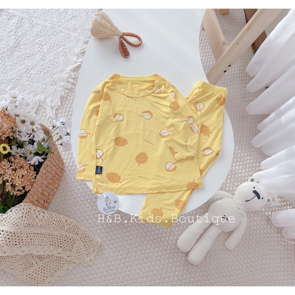 Bộ thun lạnh dài tay mềm mại in hình dễ thương cho bé trai và gái