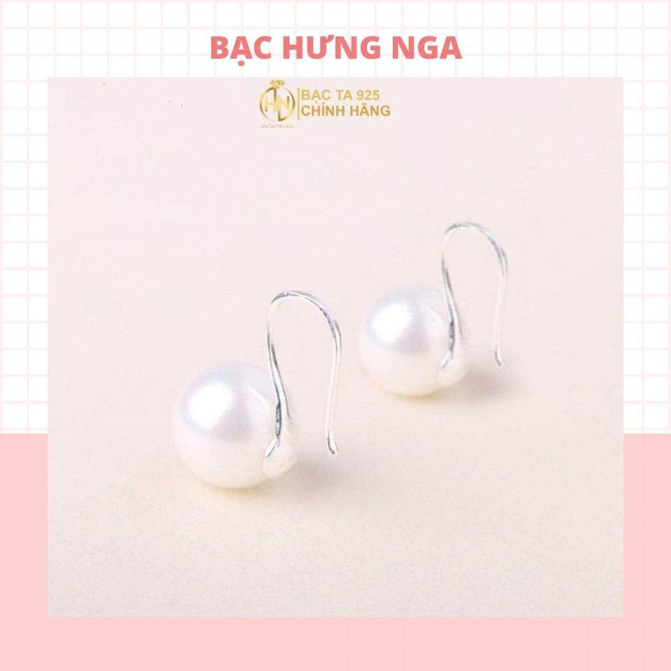 Bông tai bạc ta , khuyên tai bạc ta 925, hoa tai bạc ta 925 HNJI móc câu ngọc trai nhân tạo - HN 001