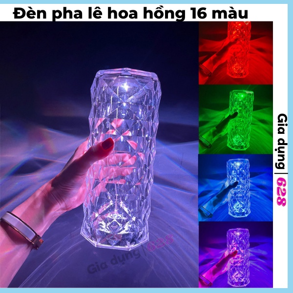 Đèn Ngủ Để Bàn Cảm Ứng Đèn Pha Lê Led Dáng Đứng 16 Màu RGB