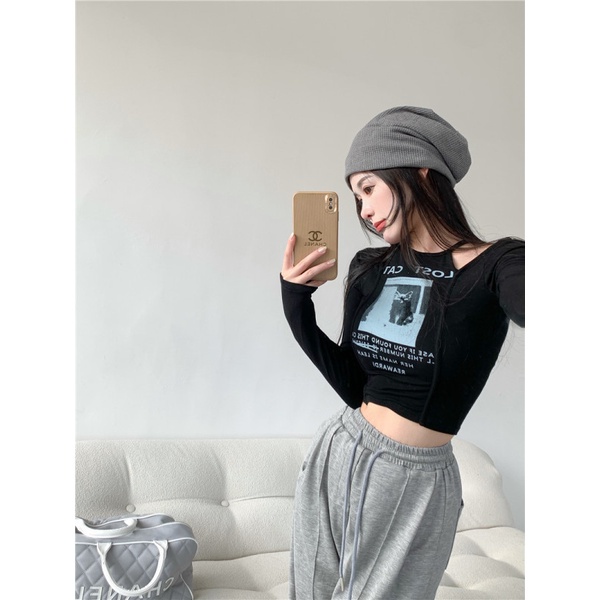 Porozi  Áo thun  tay dài hở vai thời trang quyến rũ cho nữ