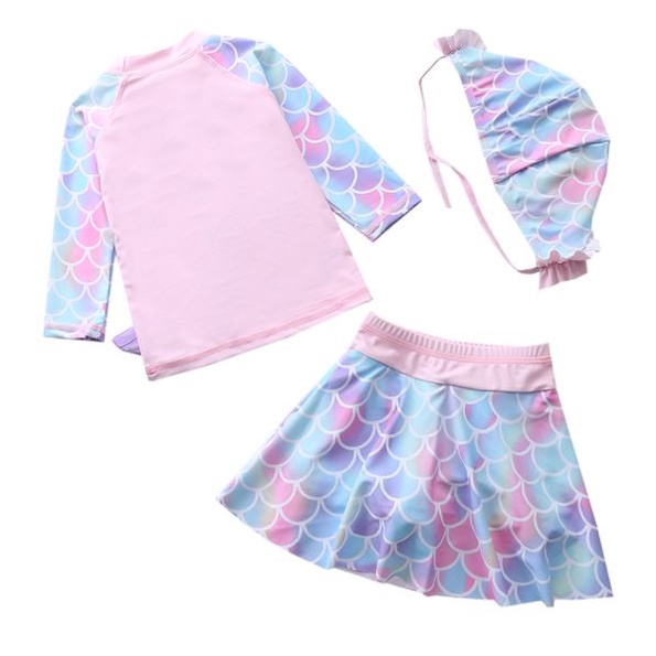 Bộ áo bơi tay dài chống nắng và váy bơi nàng tiên cá ariel dễ thương