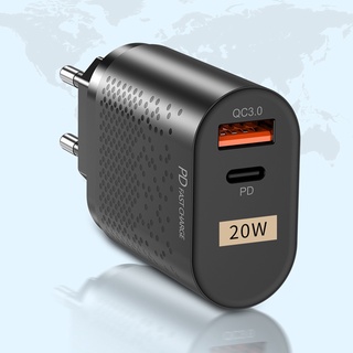 Bộ sạc nhanh USB-A Type-C QC3.0 20W PD cho iPhone Android

