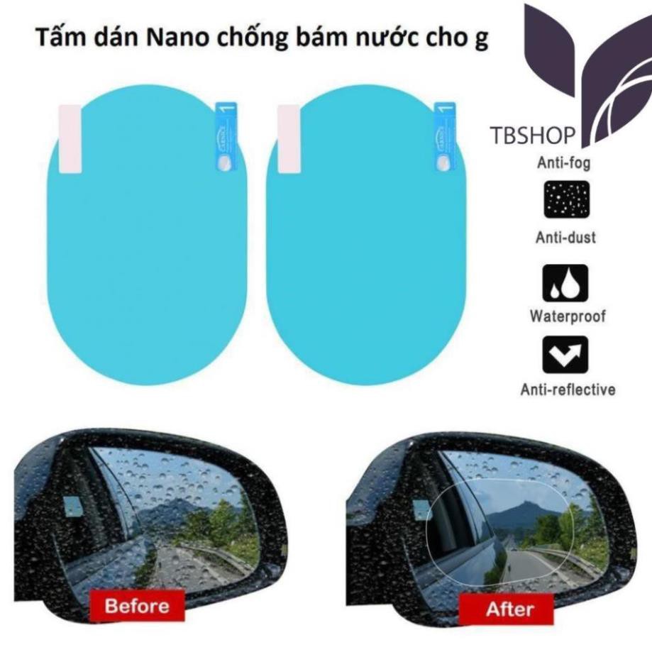 2 Miếng Dán NaNo Film Chống Mưa, Chống Mờ, Chống Chói Và Sương Mù Cho Gương Chiếu Hậu Xe Hơi, Xe Máy