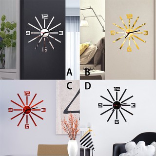 Sticker dán tường acrylic hiệu ứng gương làm đồng hồ số 3D DIY