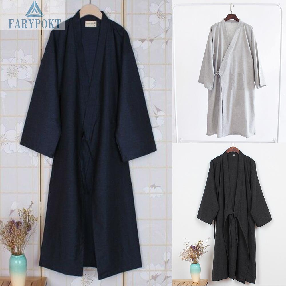 Men Bathrobe Pajamas Print Baggy Robe Sleepwear Yukata Japanese Kimono