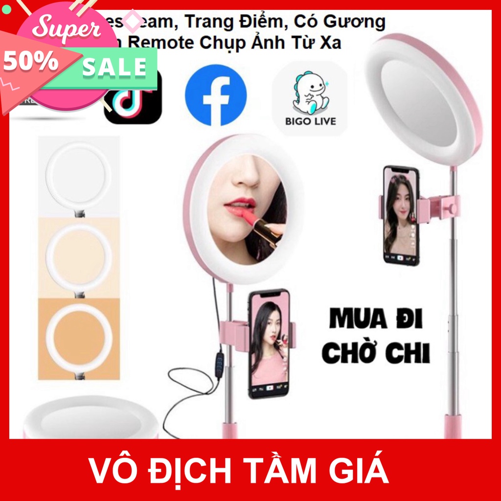 (Sale) Đèn Livestream Gấp Gọn, Đèn Led, Đèn Chỉnh 3 Màu,Có Gương Trang Điểm. Livestream, Tiktok, Bigo, FB P TGPK8999