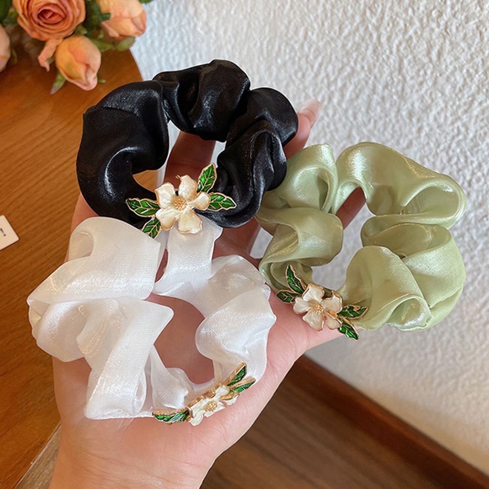 Dây Buộc Tóc Cao Su Co Giãn Thắt Nơ Hoa Đính Ngọc Trai Giả Kiểu Pháp Thanh Lịch Cho Nữ