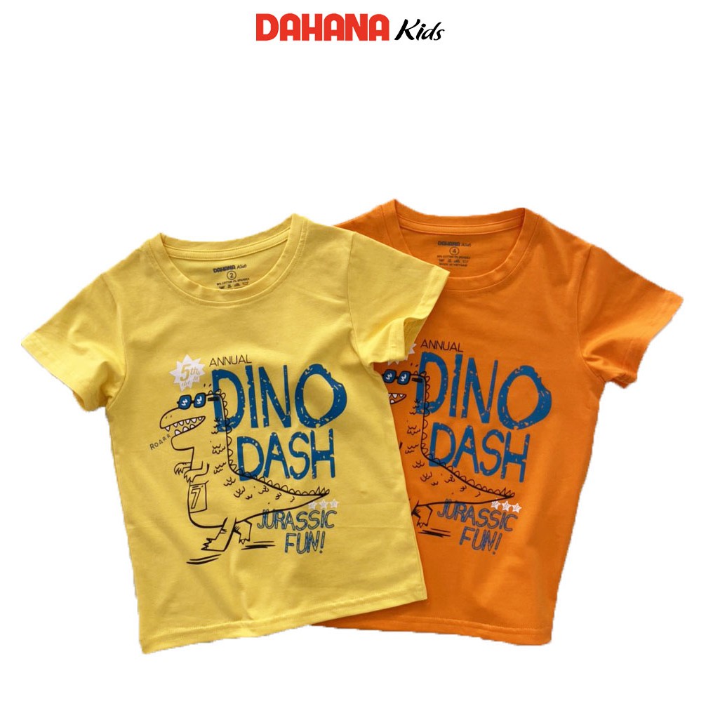 Áo Cộc Tay Bé Trai DAHANA Kids - Áo Phông Cộc Tay Thun Cotton Cho Bé Trai 1-8 Tuổi Hình In DINO Độc Đáo