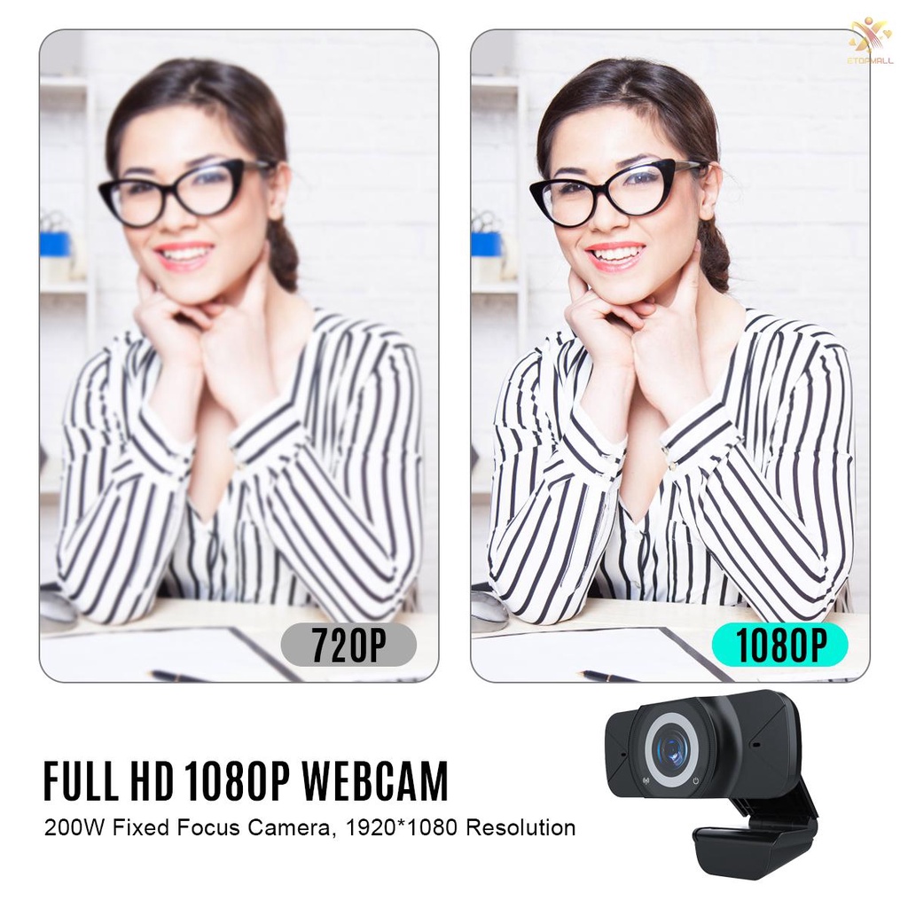 Webcam Máy Tính Hd 1080p 2 Megapixels Tự Động Lấy Nét H.264 Với Micro Có Cổng Usb | BigBuy360 - bigbuy360.vn