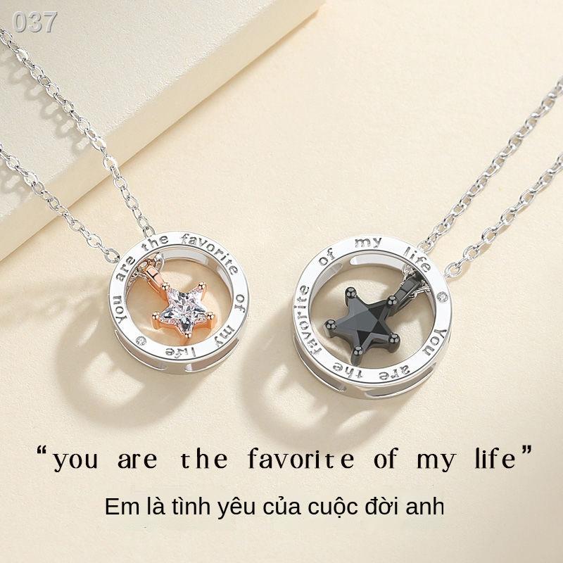 2021▼™Cặp đôi Vòng cổ Sterling Bạc sinh nhật Ngày lễ tình nhân Quà tặng cho bạn trai gái Đồ trang sức Chuỗi xương đòn Mó