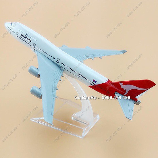 Mô Hình Kim Loại Máy Bay Qantas Úc 747 – 16CM Kèm Đế Mica- 8974.1