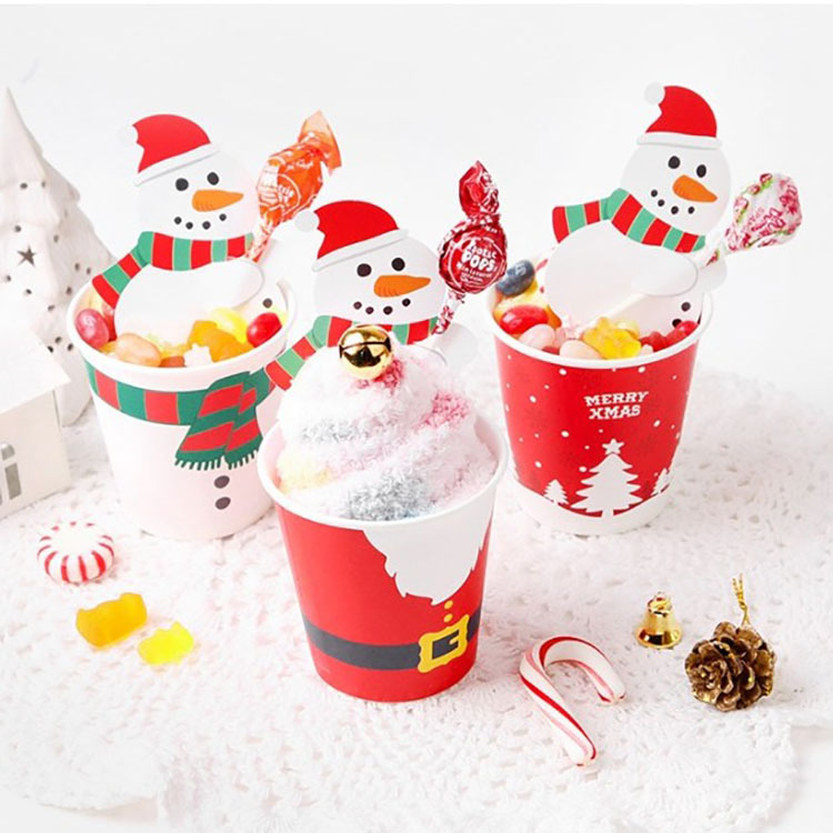 Set 25 Thiệp Giấy Hình Ông Già Noel Màu Đỏ / Chim Cánh Cụt Màu Đen Xinh Xắn