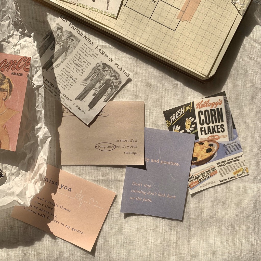 SET 20 TỜ GIẤY ABOUT LOVE, FOOD, OLD PAPERS VINTAGE trang trí sổ (ảnh thật) - trang trí bullet journal - Tiệm nhà Chun
