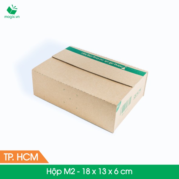 M2 - 18x13x6 cm - 50 Thùng hộp carton đóng hàng + tặng 25 decal HÀNG DỄ VỠ