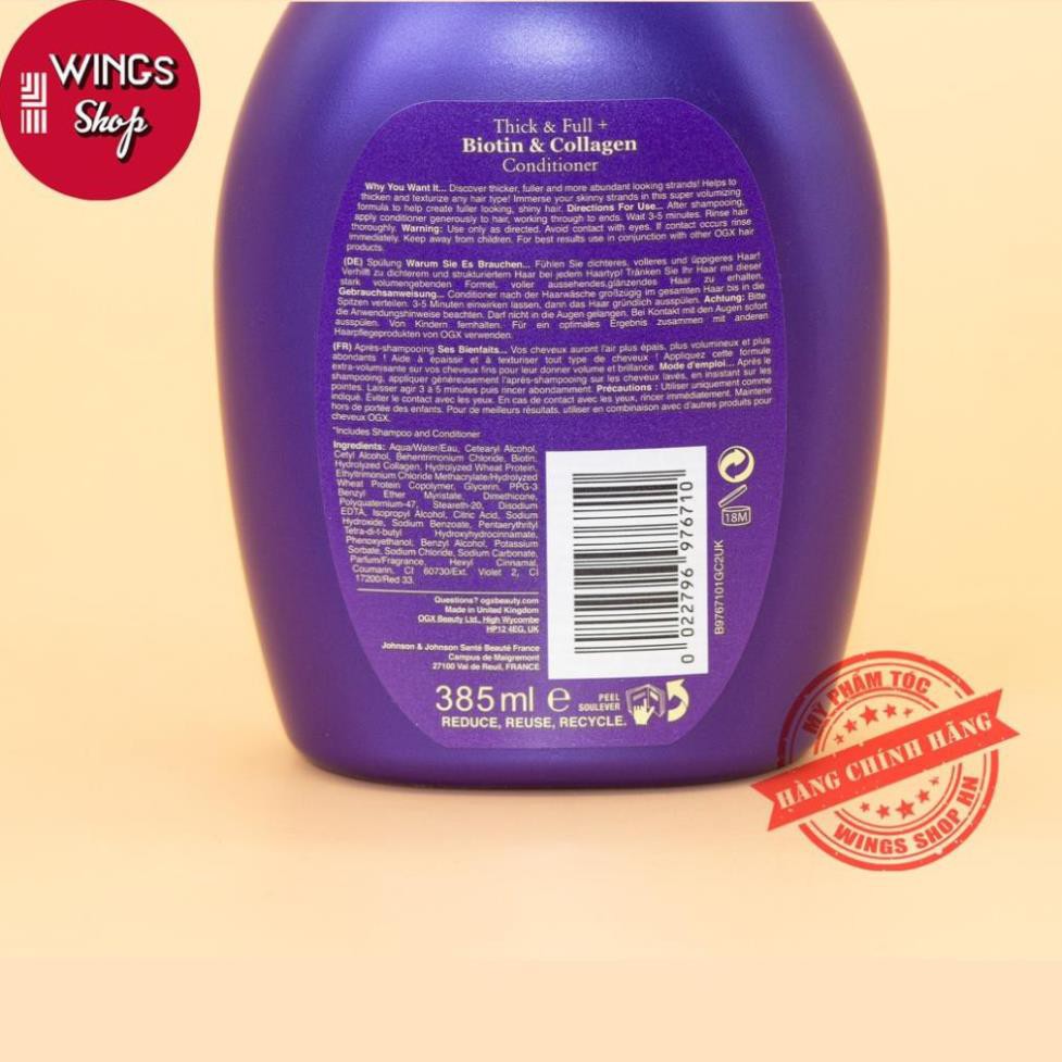 🛑FreeShip🛑Cặp Dầu Gội Xả Biotin Collagen OGX 385ML | Giảm Rụng Tóc, Hỗ Trợ Mọc Tóc | Hàng Chính Hãng | BigBuy360 - bigbuy360.vn