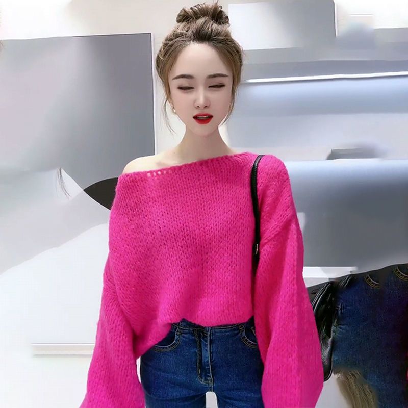Áo Len Chui Đầu Dệt Kim Dày Dặn Màu Trơn Phong Cách Hàn Quốc
