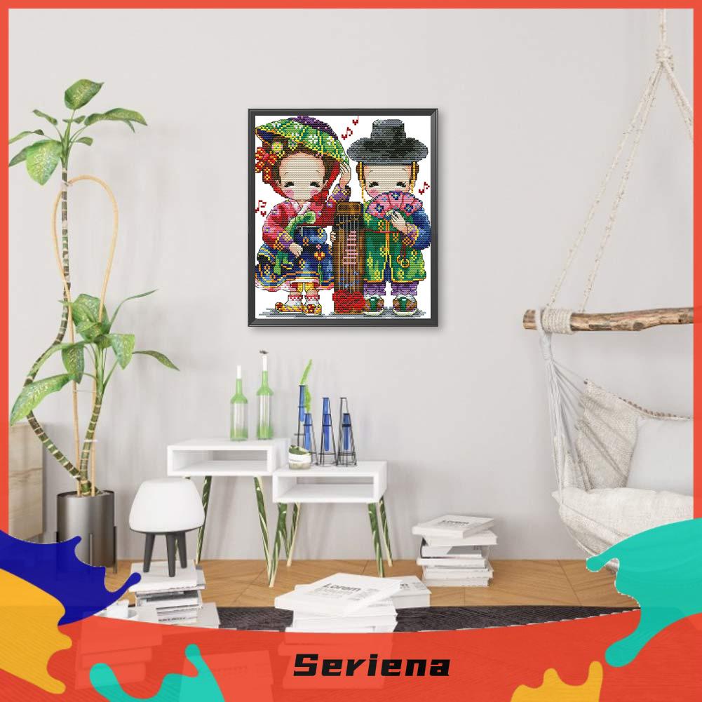 Tranh thêu chữ thập DIY 2 sợi cotton sinh học 14CT vải canvas hoạt hình thủ công dành cho trang trí nhà cửa