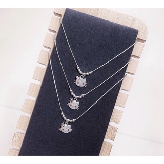 Dây chuyền bạc mặt mèo kitty và dâu tây cho bé