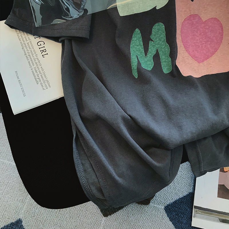 Áo Thun Nữ Tay Ngắn In Hình Trái Tim