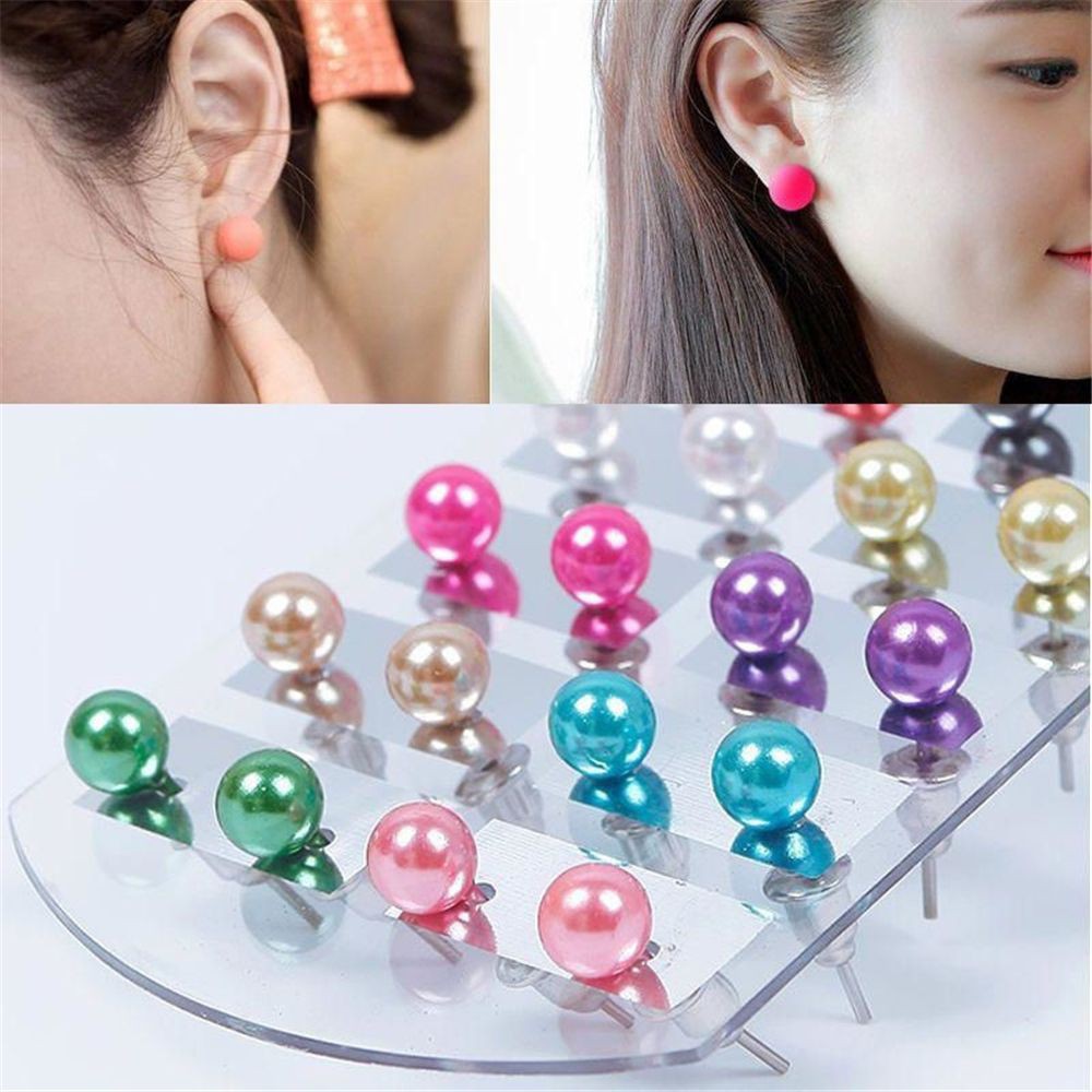Set 12 cặp khuyên tai đính ngọc trai nhiều màu