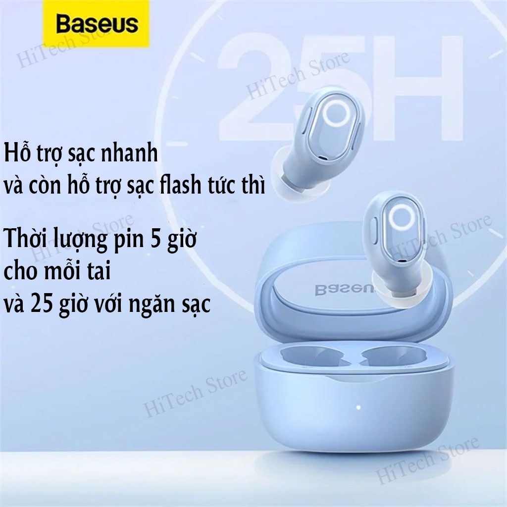 Tai Nghe Bluetooth BASEUS WM02 - Tai Nghe Không Dây Baseus Thế Hệ Mới Sạc Nhanh Bluetooth 5.3 - Hàng Chính Hãng