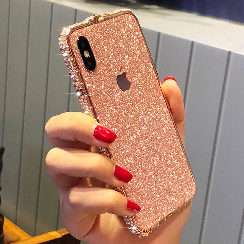 Xnyocn Sang Trọng Kim Cương Ốp lưng 14 Pro Kim Cương Giả Kim Loại Ốp Lưng Lấp Lánh Cho iPhone 14 Plus 11 12 13 Pro Max K03