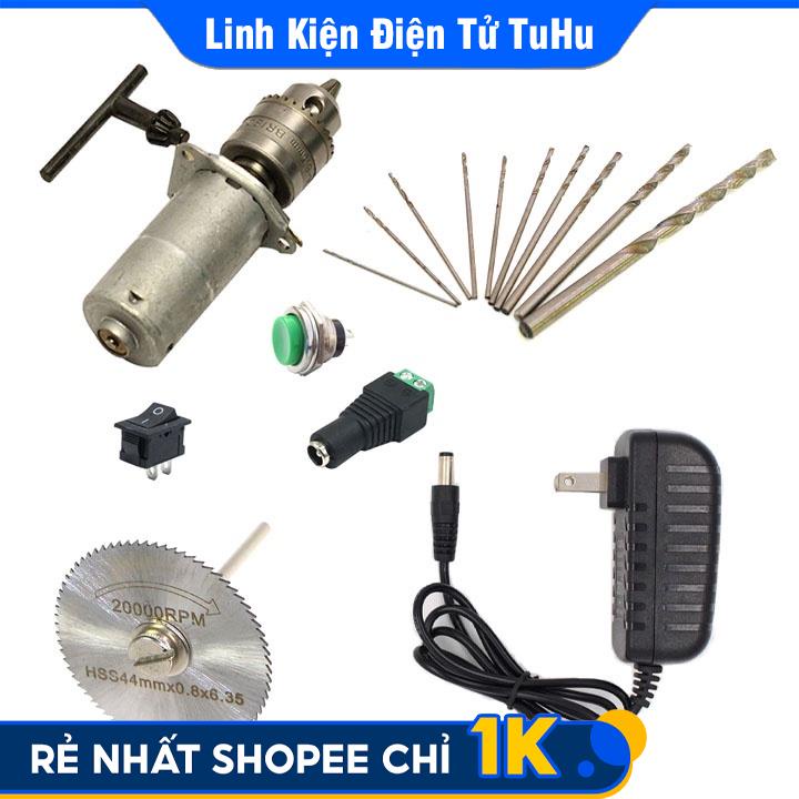 Combo Máy Khoan Mini 12V 2A Siêu Khỏe Và Phụ Kiện V1