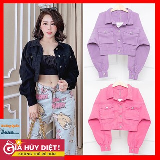 [Sỉ] Áo Khoác Jean Nữ Dáng Lửng Túi Hộp 5 Màu chất kaki form cánh dơi Kitty