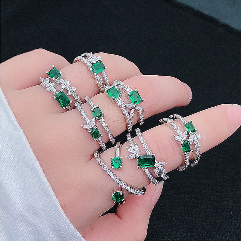 Nhẫn Bạc 925 Nhiều Kiểu Đính Ngọc Lục Bảo