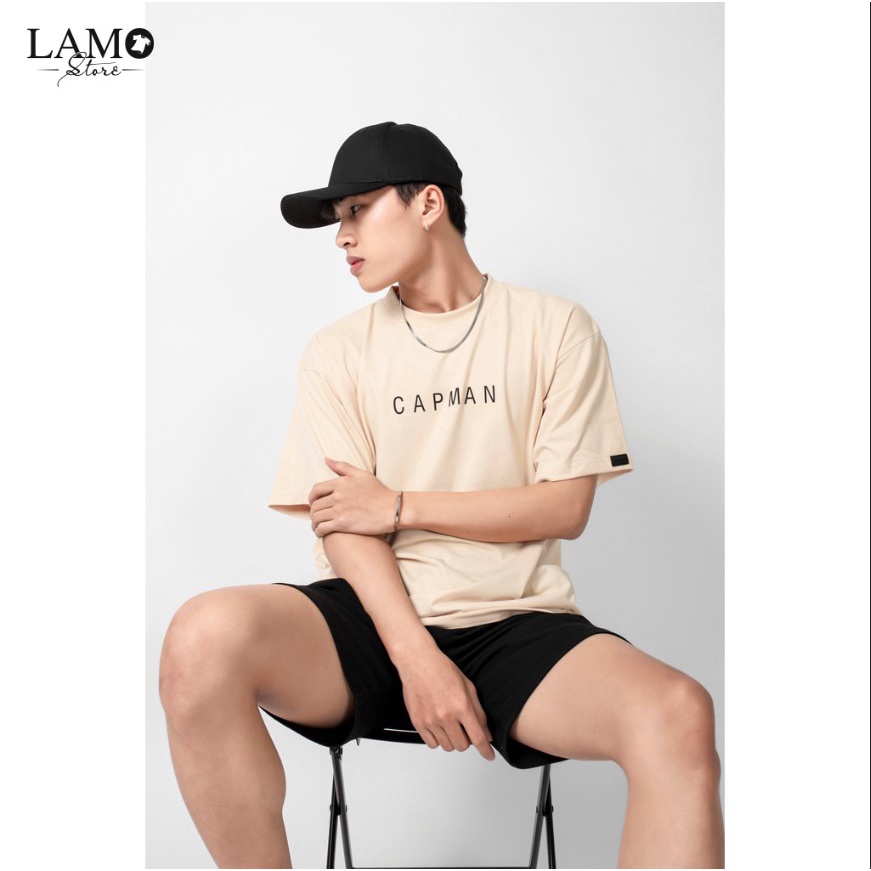 Áo thun nam nữ tay lỡ unisex form rộng CAPMAN Hàn Quốc Siêu Đẹp Lamo store
