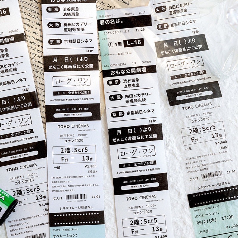 Set 3 tấm hình dán siêu dài chủ đề vé con tem