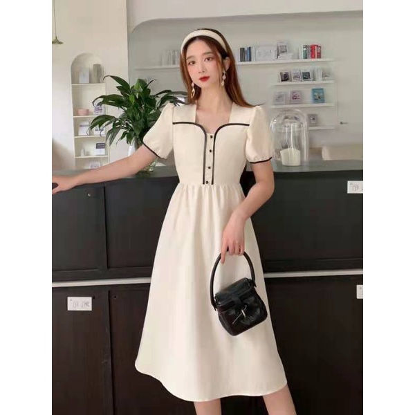 Váy Mùa Hè Thời Trang Thiết Kế Công Sở Dự Tiệc Dáng Dài Tay Ngắn Thoải Mái Chất Mềm Mát  A001 Lin Store66