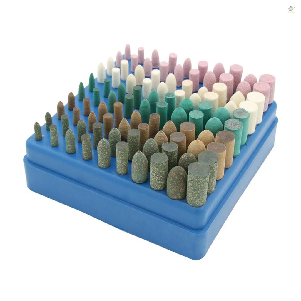 Set 100 Đầu Mài Đánh Bóng Điện Tử Với Trục 1/8 Bằng Cao Su Và Vải Da Bò Tiện Dụng
