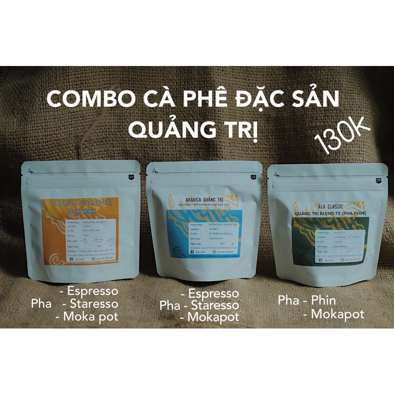 Cà phê đặc sản Quảng Trị combo 3 loại hạt