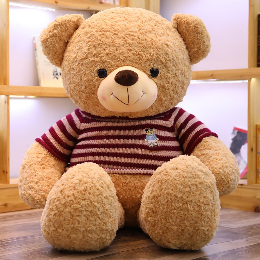 Gấu bông Teddy siêu to mặc áo len gối ôm thú nhồi bông chất liệu lông xù big size DUMPA STORE