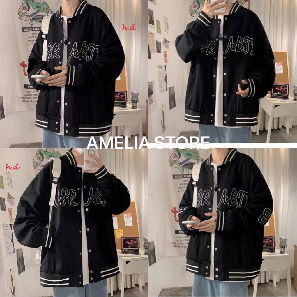 Áo khoác bomber nam nữ unisex, áo bóng chày in chữ ABT phong cách ulzzang hàn quốc, AMELIASHOP