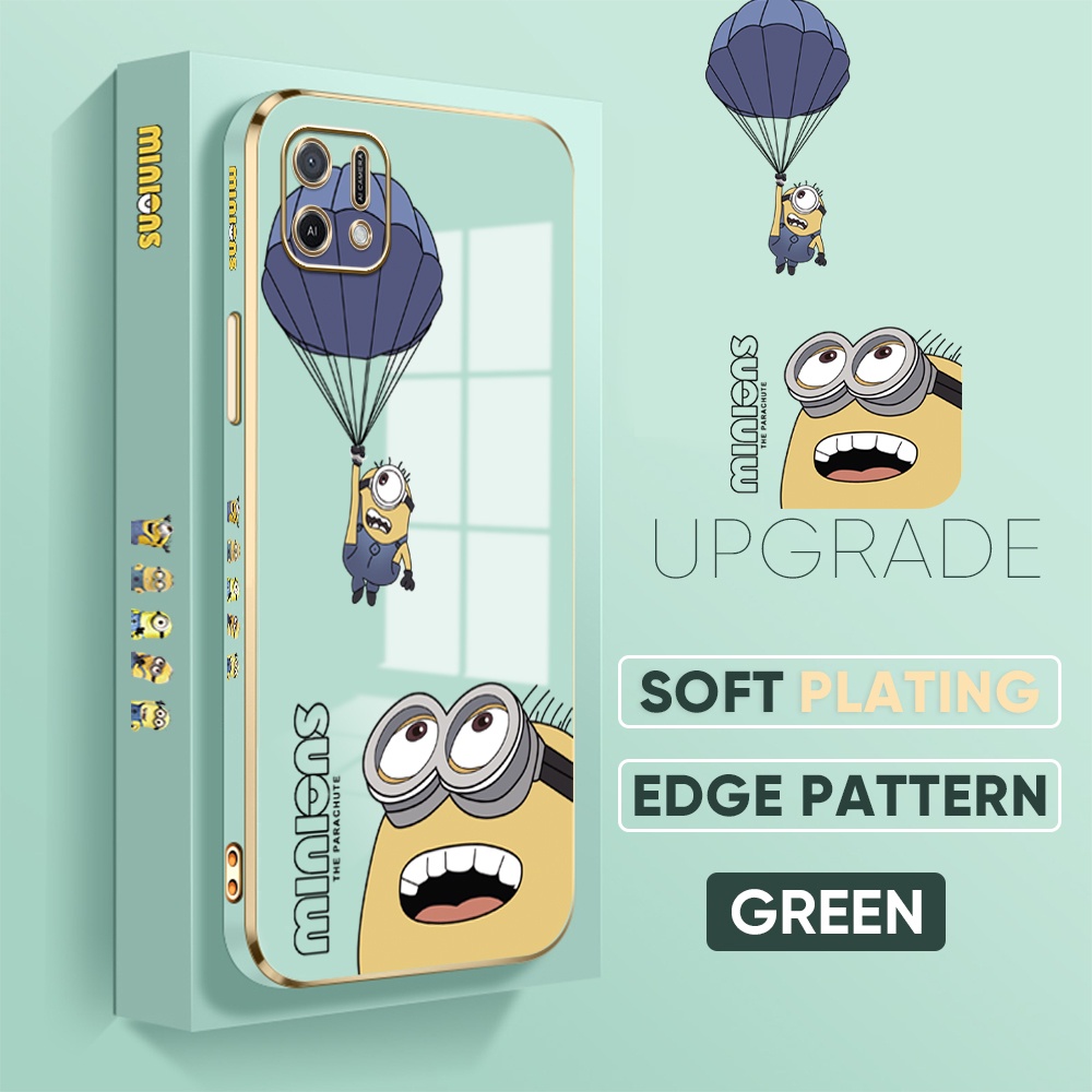 Ốp Điện Thoại Viền Vuông Mềm Bảo Vệ Camera Họa Tiết Minions Cho OPPO A11 A11X A11S A15 A15S A16 A16S A16E A16K A12E