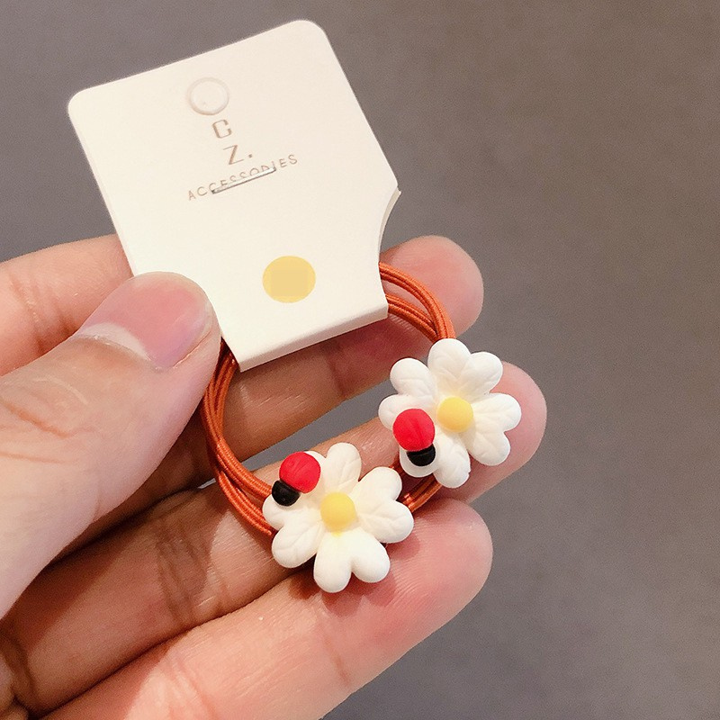 Set 2 dây cột tóc co giãn họa tiết trái cây hoạt hình dễ thương cho bé gái