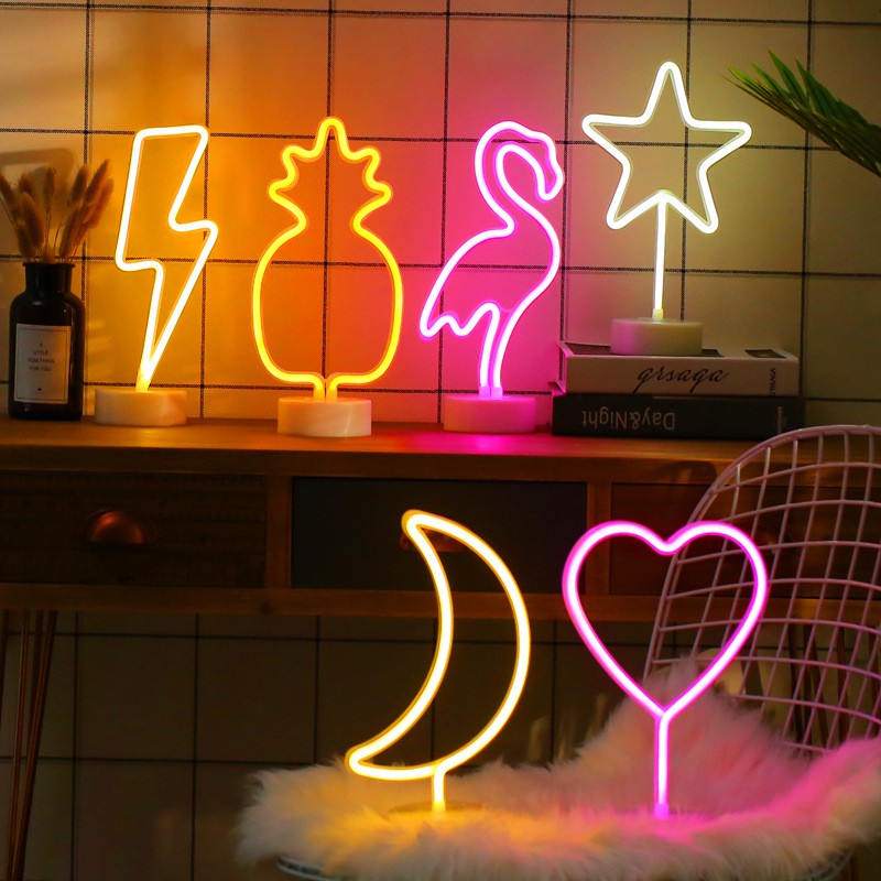 Đèn led NEON có đế pin trang trí nhà, decor phòng ngủ,decor quán cafe, quán bar chill, tiệm trà sữa, quầy thu ngân