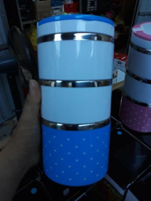 Hộp cơm chấm bi inox 3 tầng