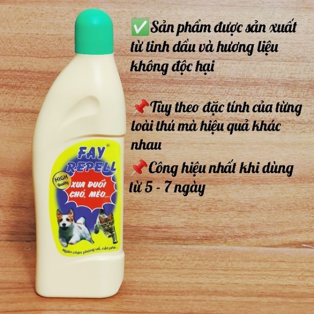 [Chai 200ml FAY REPELL] Xua đuổi chó mèo, phóng uế cắn phá đồ đạc