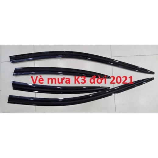 Vè che mưa xe Kia K3 đời 2021-2022 - Hàng nhựa đen dày, 1 bộ 4 chi tiết