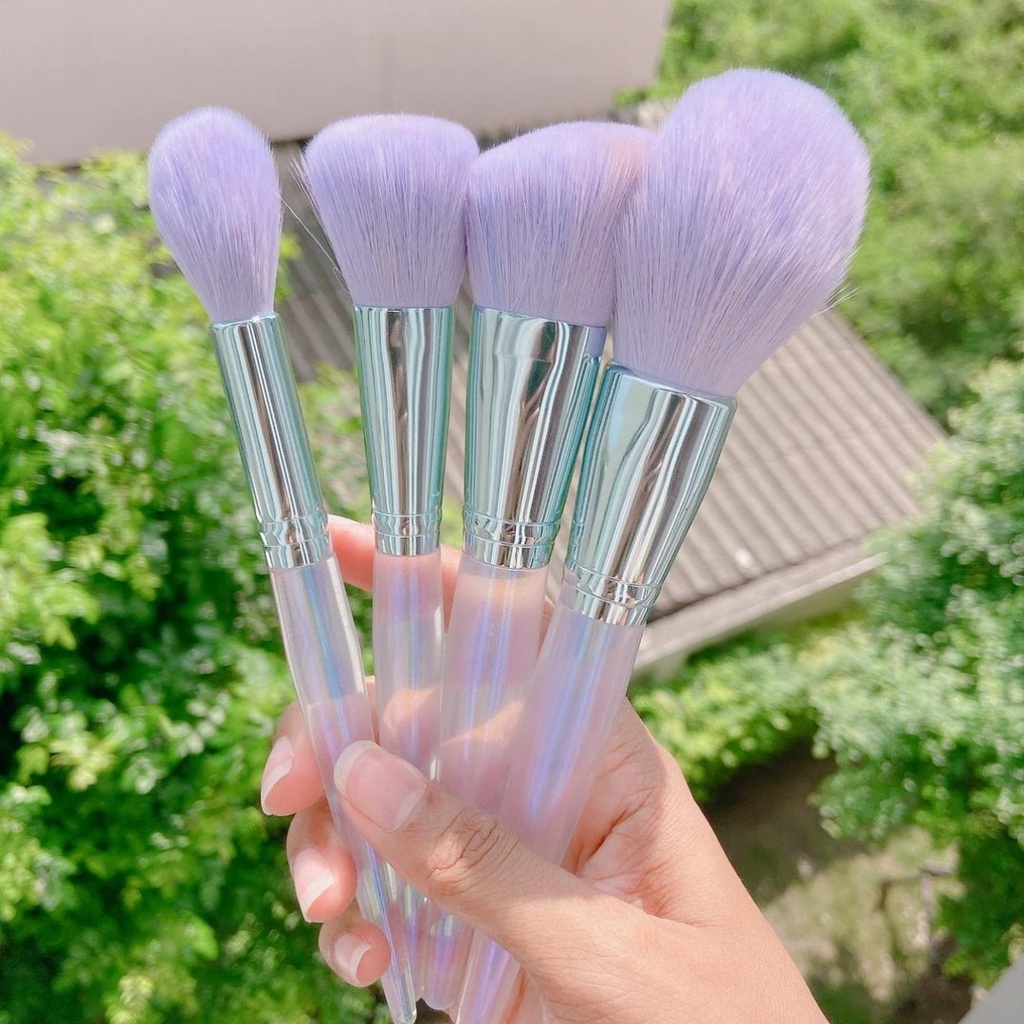 Bộ cọ trang điểm 10 cây Fullsize Violet cán trong nhũ ánh Hologram siêu lung ling huyền diệu