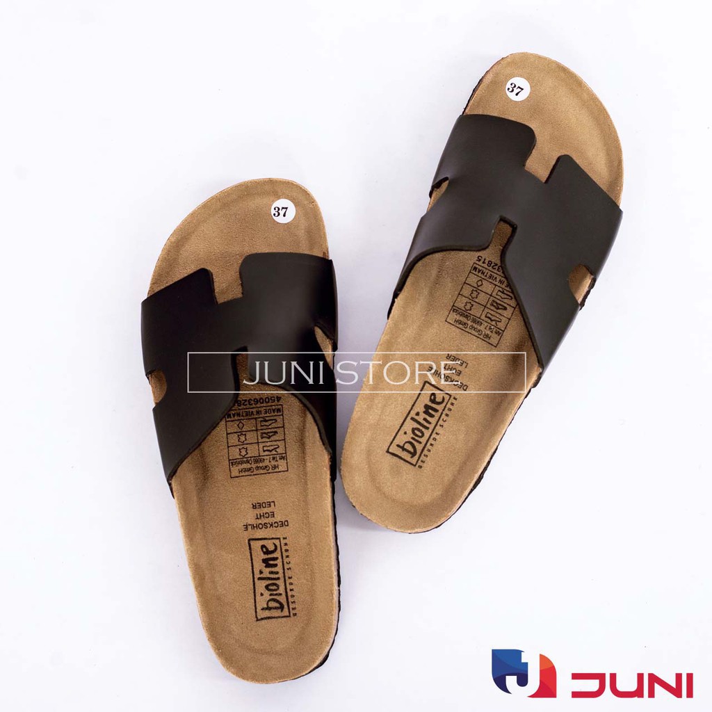 [DA PU-CHỐNG NƯỚC] PU04- Dép sandal chữ H Unisex da PU, đế trấu Bioline Birken - Xuất khẩu châu Âu - Juni Store