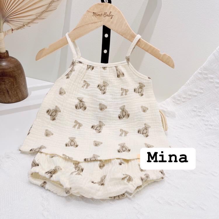 Bộ xô muslin 2 dây MiNa đáng yêu cho bé
