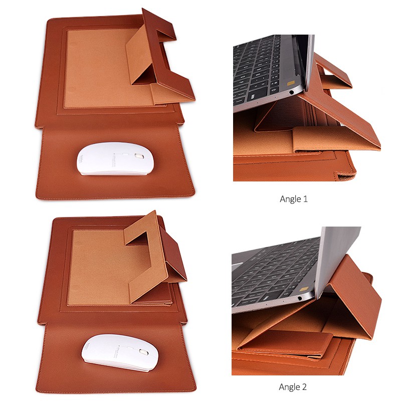 Túi bọc máy tính xách tay EVERTONER da PU mềm mại làm thành giá đỡ được thích hợp cho Macbook Air Pro 13.3 14 15.4 inch