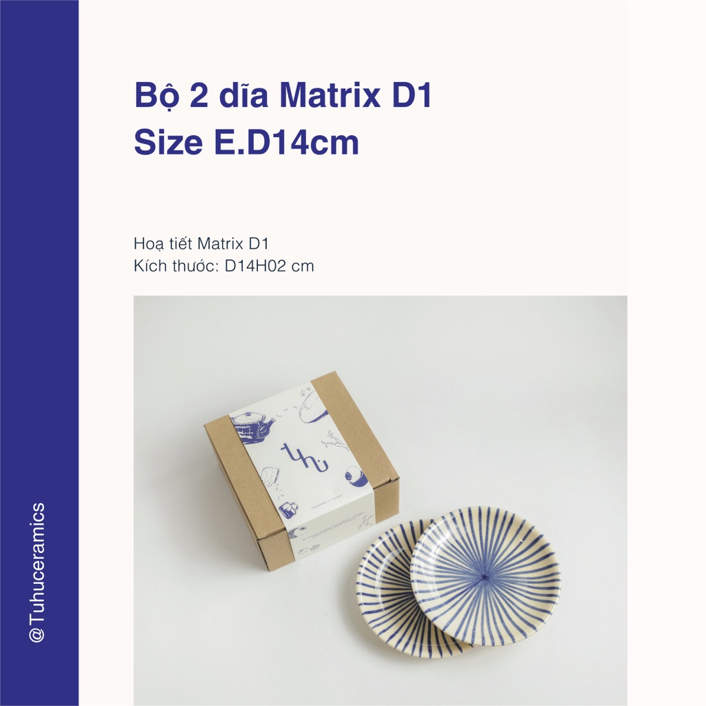 Bộ 2 dĩa 14cm họa tiết "Matrix"
