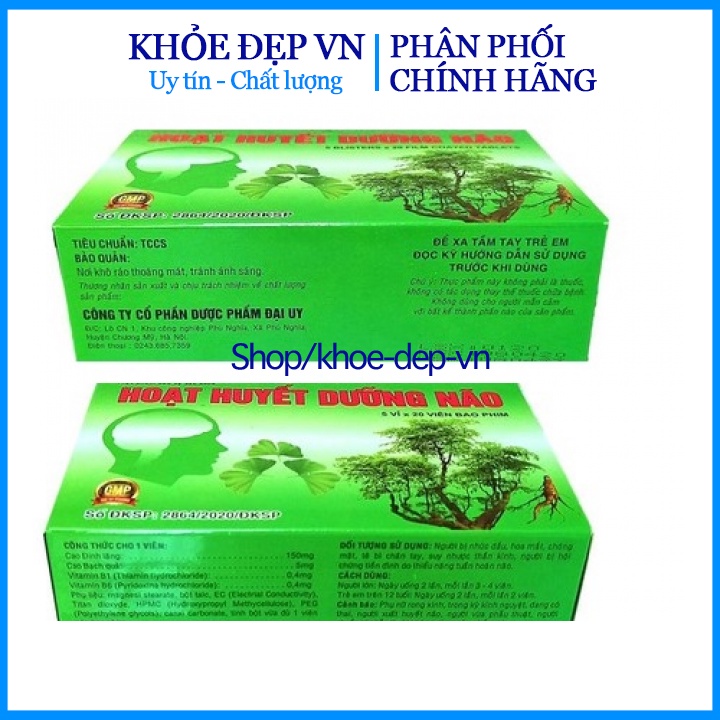 Hoạt huyết dưỡng não Đại Uy tăng cường trí nhớ ginkgo biloba giúp ngủ ngon tăng cường trí nhớ hộp 100 viên